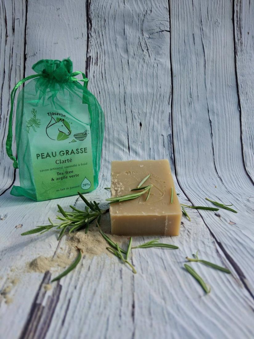 Savon au lait de jument, tea tree et argile verte – Peau grasse